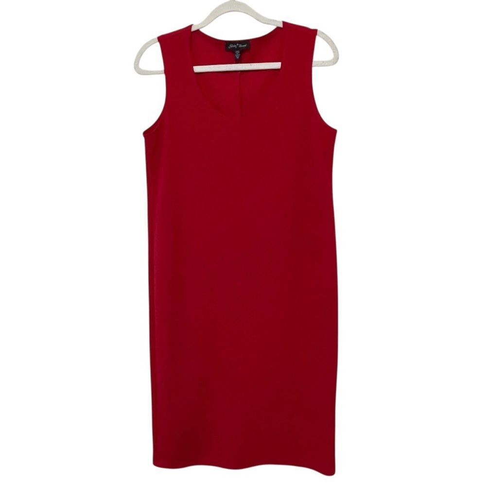 Slinky Brand USA Sleeveless Red Dress Christmas Holiday Stretch Textured Size M